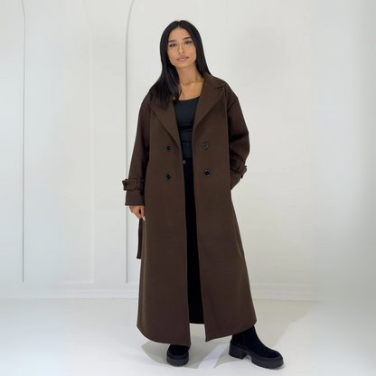 Langer Damenmantel con Knopfleiste
