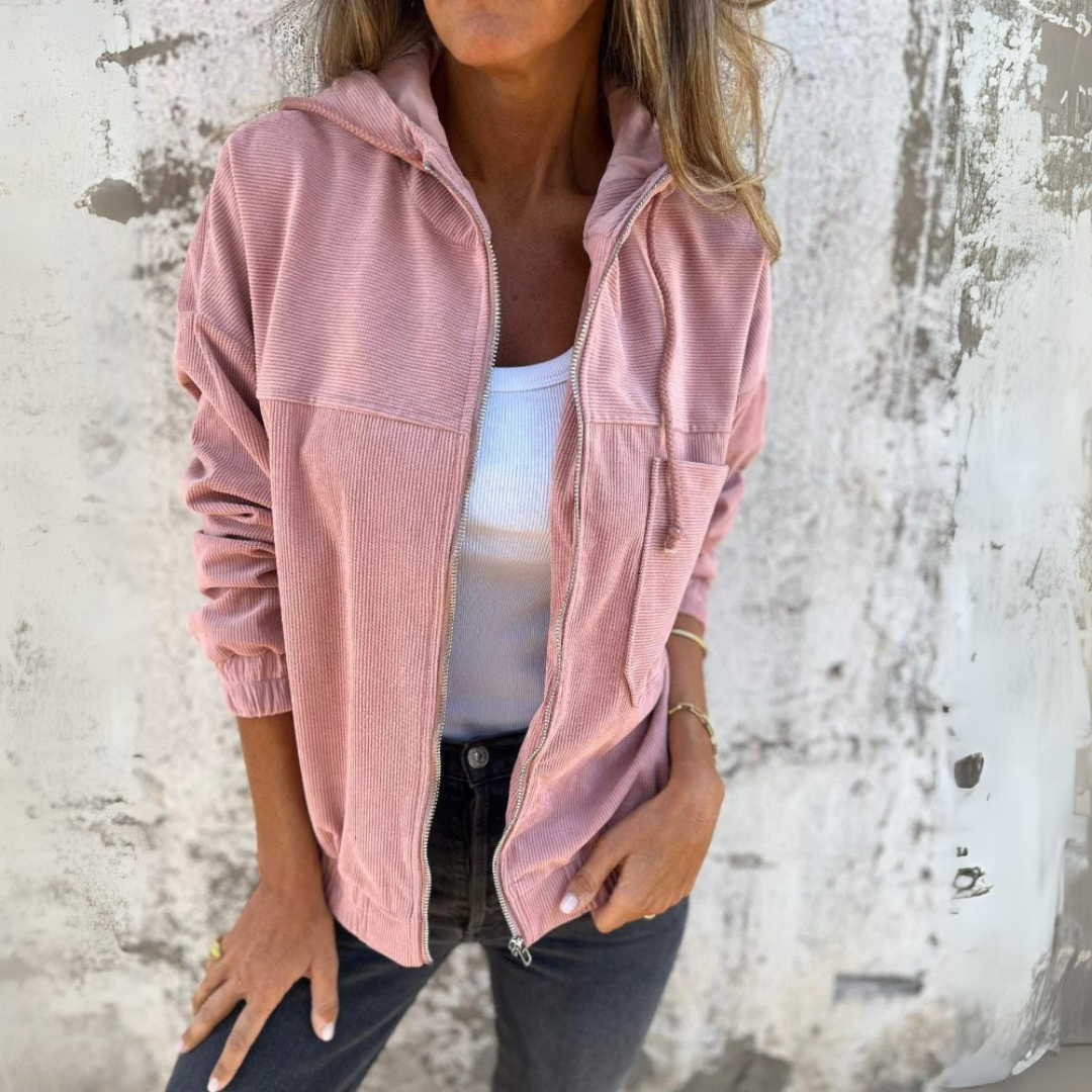 Kord-Hoodie con cappuccio a forma di Reißverschluss