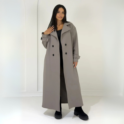 Langer Damenmantel con Knopfleiste