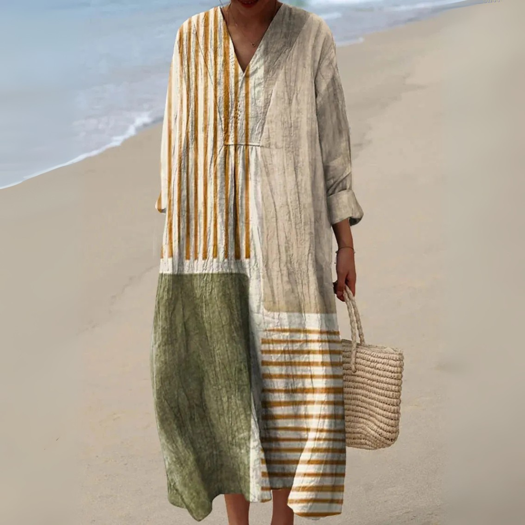 Maxi abito geometrico multicolore