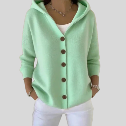 Morbido cardigan con cappuccio