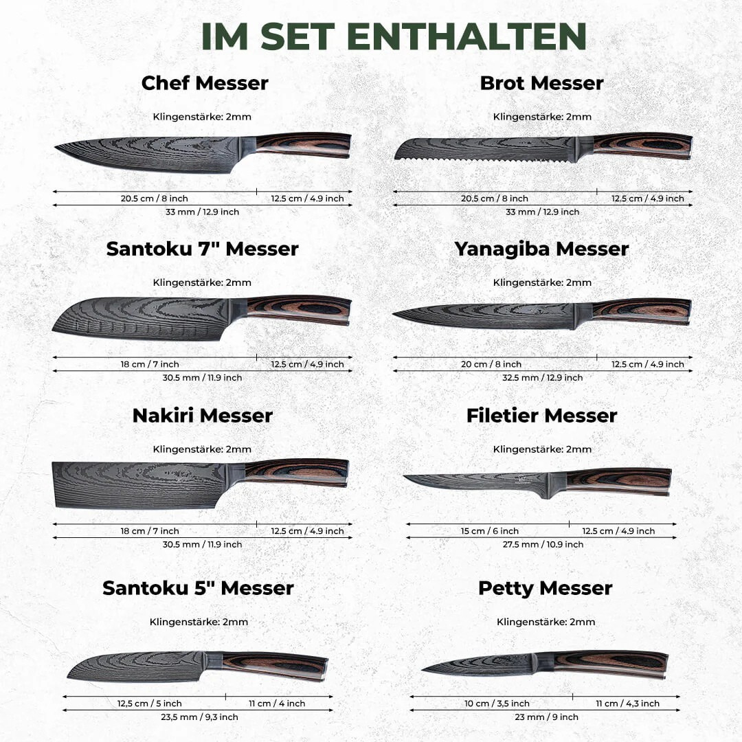 Asiatisches Messerset - 8 file