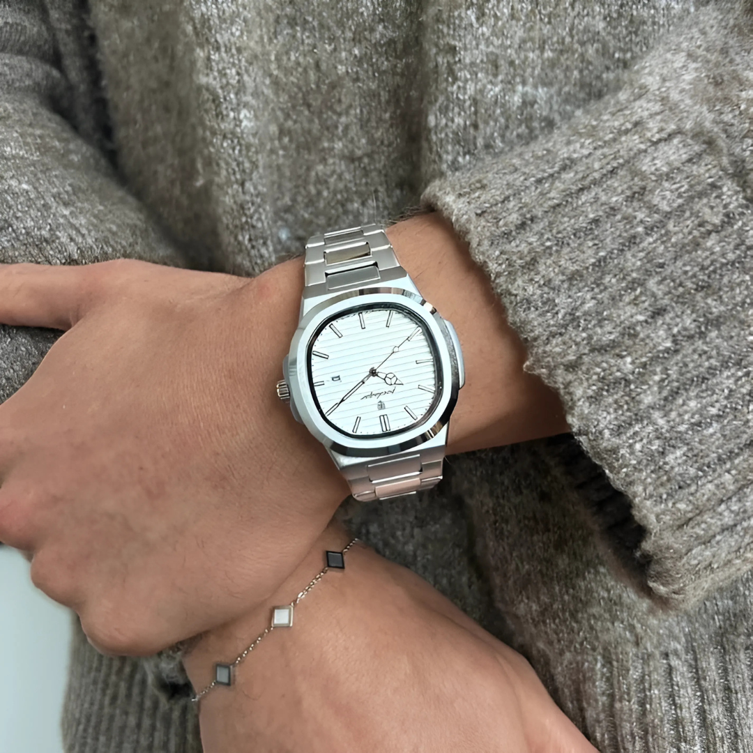 Armbanduhr minimalista Weiß Edelstahl