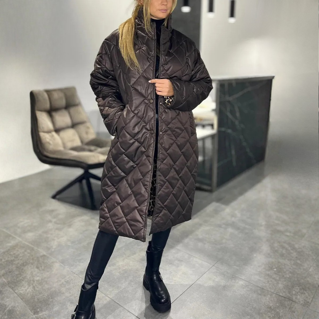 Wende-Steppmantel con taglierino di Leoparden