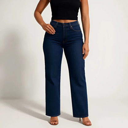 Jeans a vita alta con gamba dritta