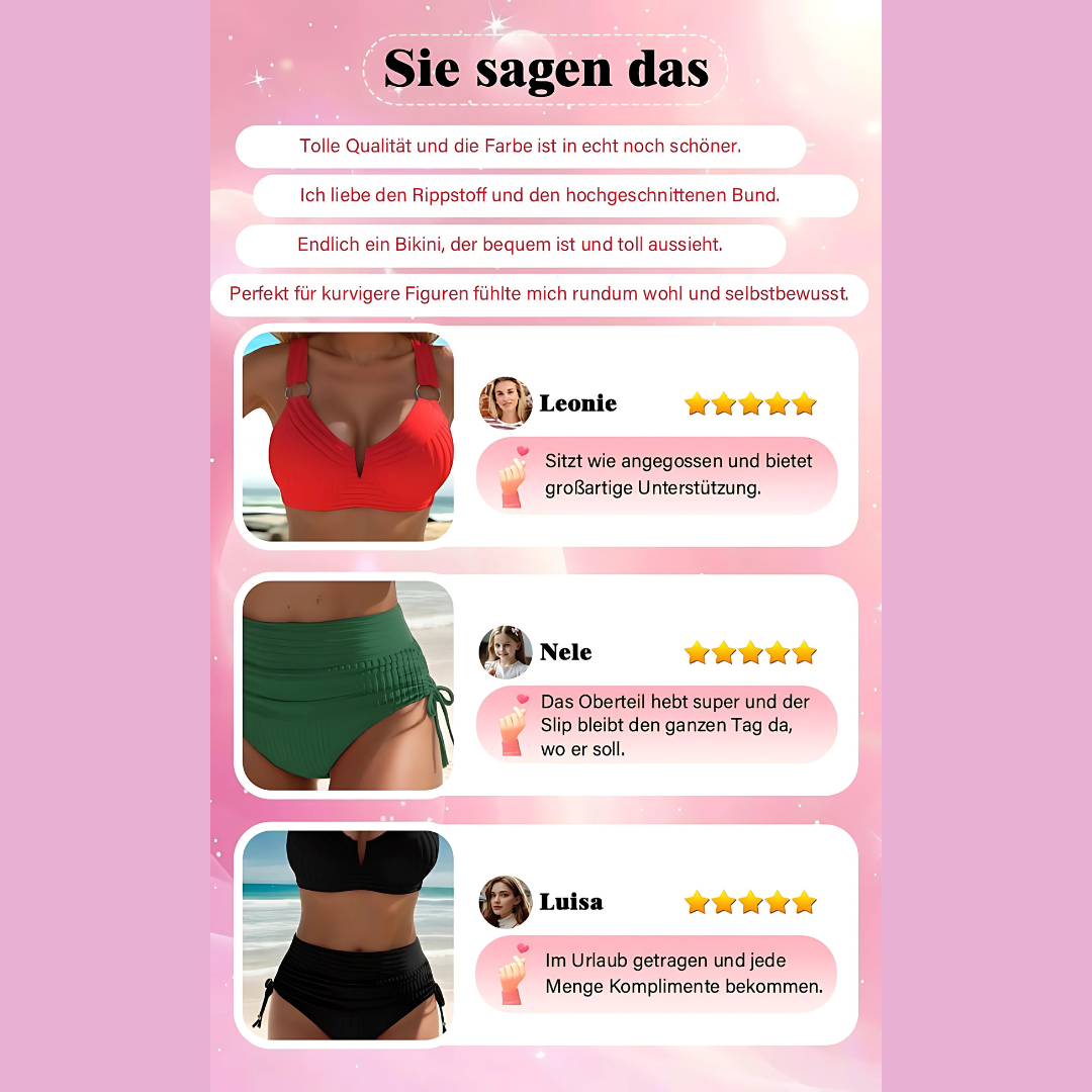 Zweiteiliger Badeanzug Damen mit hohem Bund