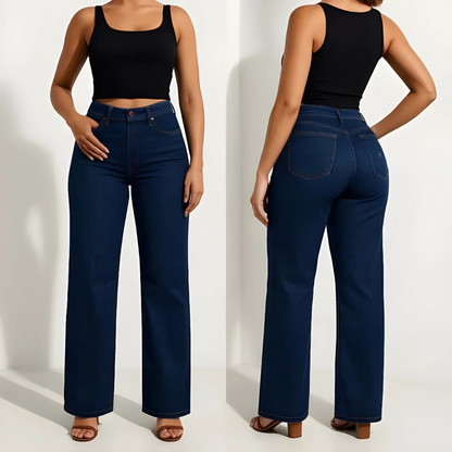 Jeans a vita alta con gamba dritta