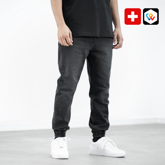 Jeans da jogging elasticizzati neri - Vestibilità slim e comfort urbano