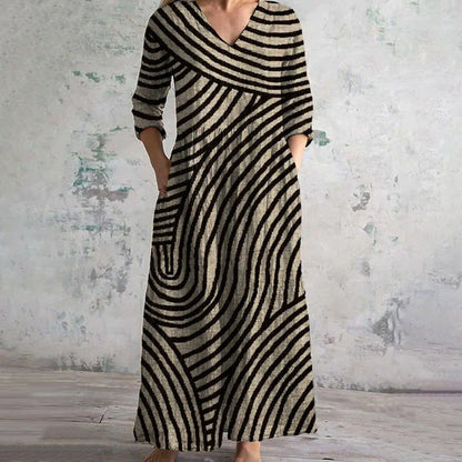 Maxi abito vintage a righe