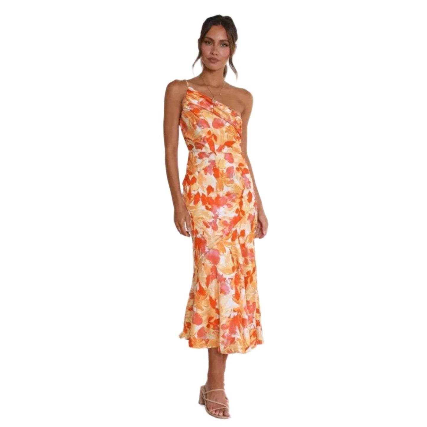 Sienna - Maxikleid asimmetrico con bordo floreale per donna