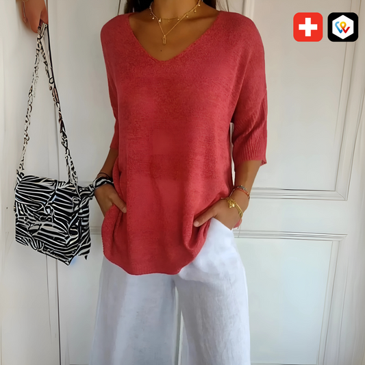 Leggero top con scollo a V in morbida maglia