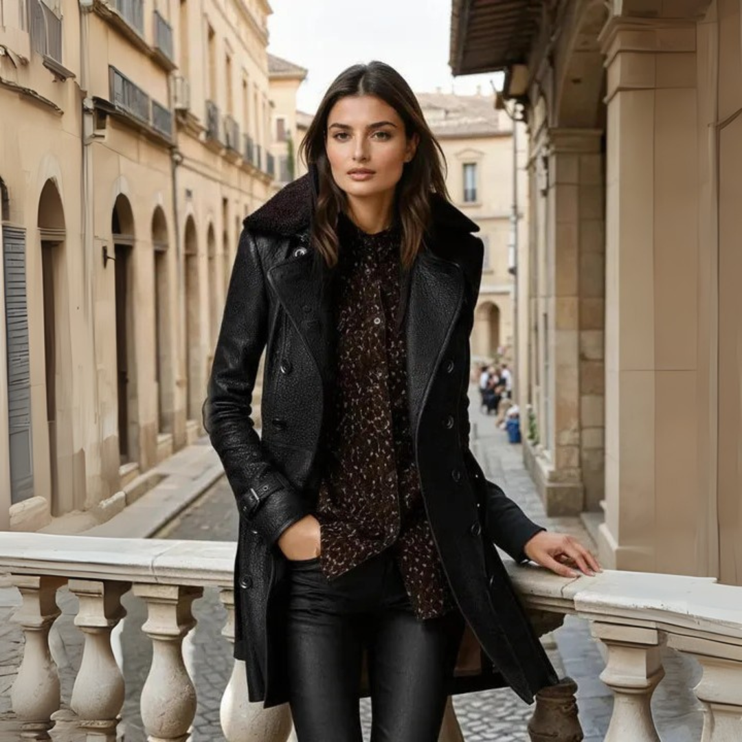 Cappotto elegante da donna in pelle