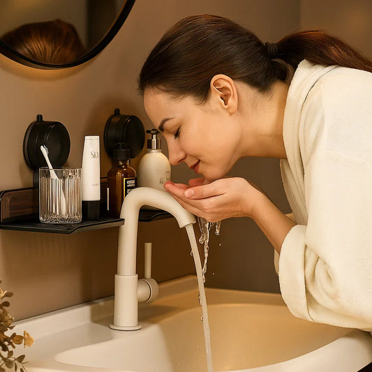 Badezimmer Saugnapf Ablage im Walnuss-Design