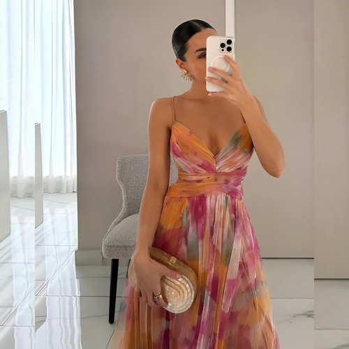 Élégance en Fleurs - Maxi abito con stampa bohémien