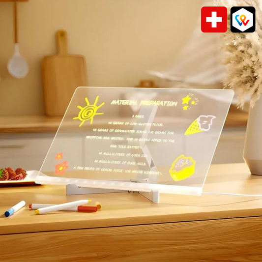 Leuchtendes LED-Zeichenbrett mit 7 Stiften - Wiederverwendbar & Kreativ