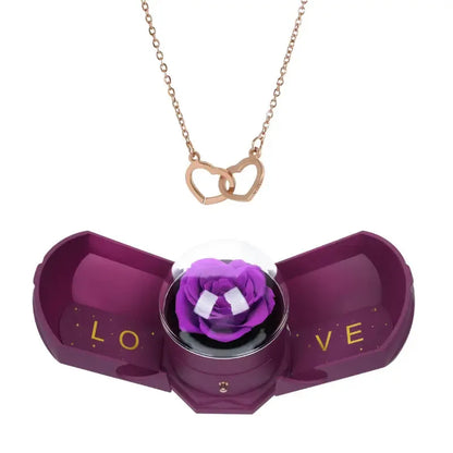 Set regalo rosa eterna e collana incisa