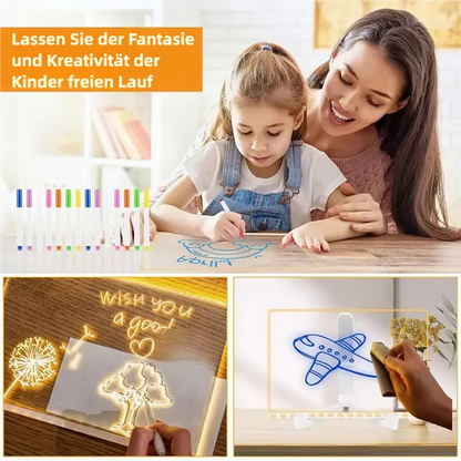 Leuchtendes LED-Zeichenbrett mit 7 Stiften - Wiederverwendbar & Kreativ