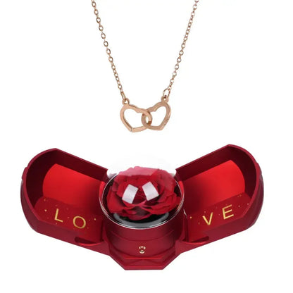 Set regalo rosa eterna e collana incisa