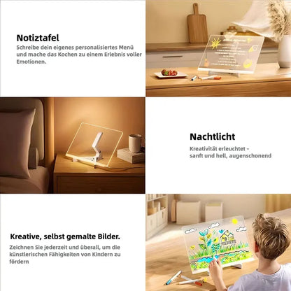 Leuchtendes LED-Zeichenbrett mit 7 Stiften - Wiederverwendbar & Kreativ