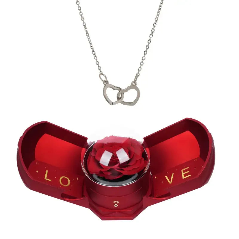 Set regalo rosa eterna e collana incisa