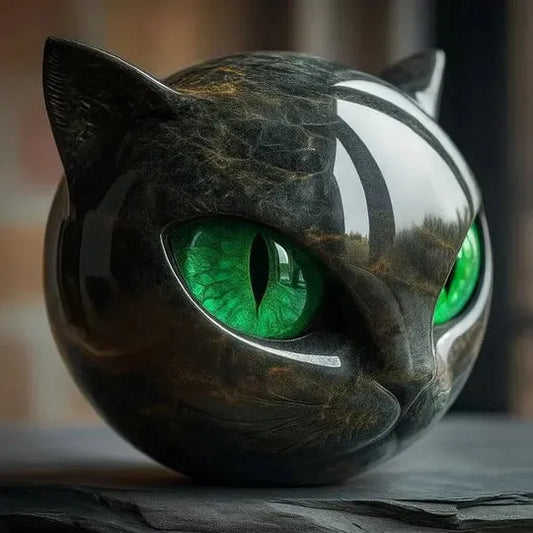 Scultura Mystische Schwarze Katzenkopf