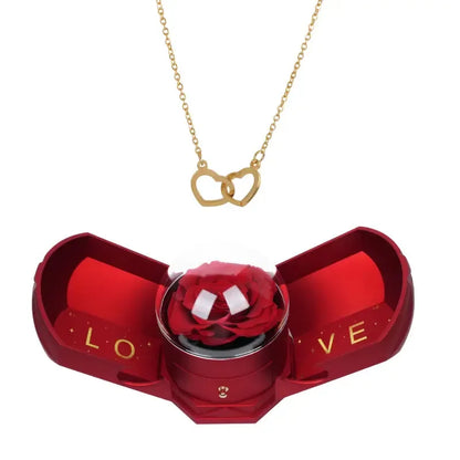 Set regalo rosa eterna e collana incisa