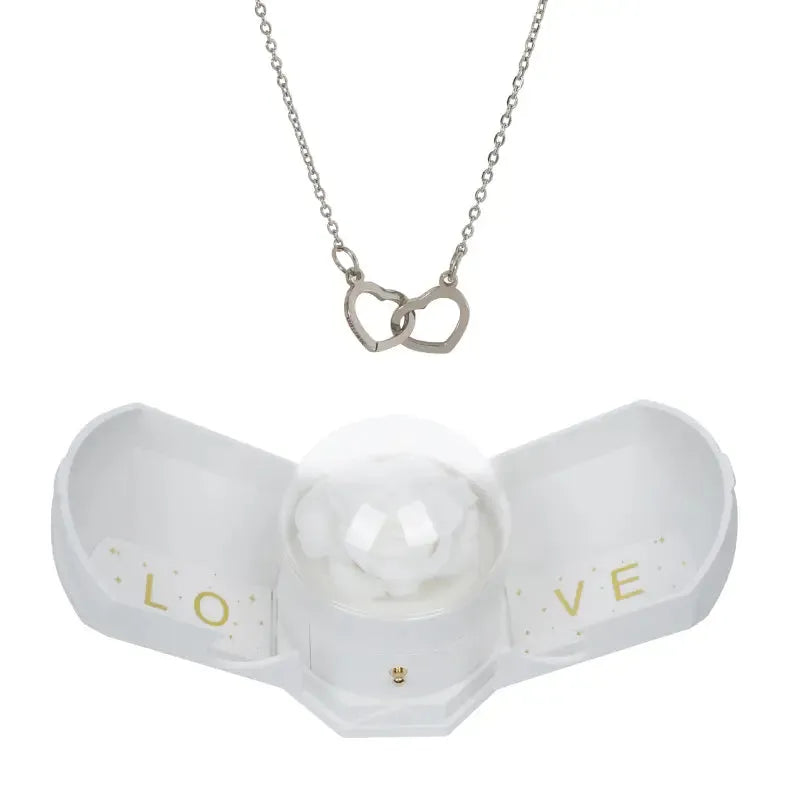 Set regalo rosa eterna e collana incisa