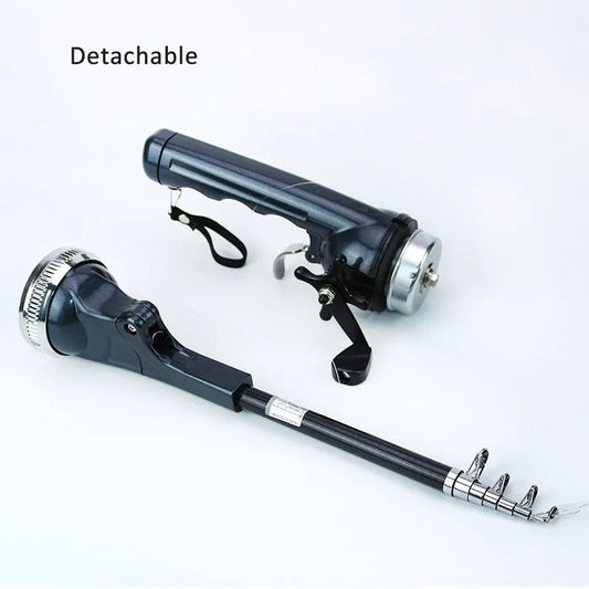 Canna da pesca telescopica compatta con mulinello