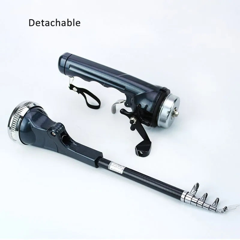Canna da pesca telescopica compatta con mulinello