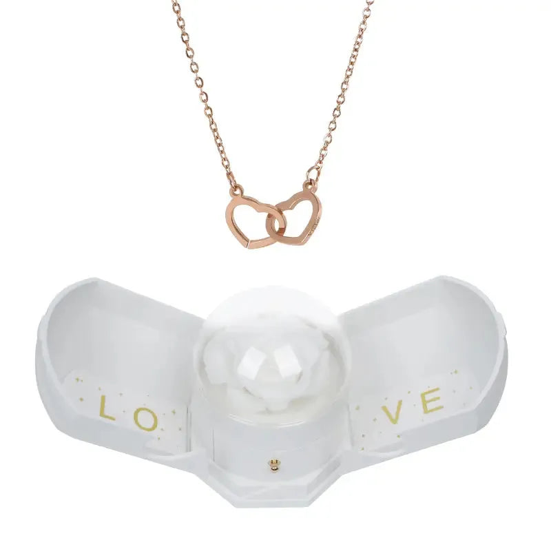 Set regalo rosa eterna e collana incisa