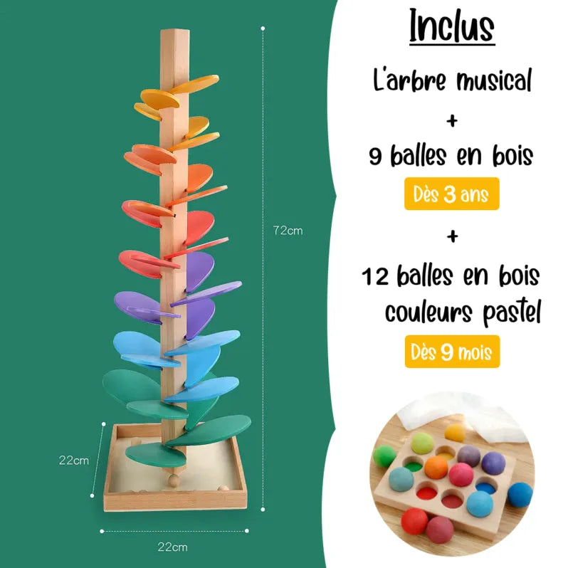 Albero musicale in legno arcobaleno