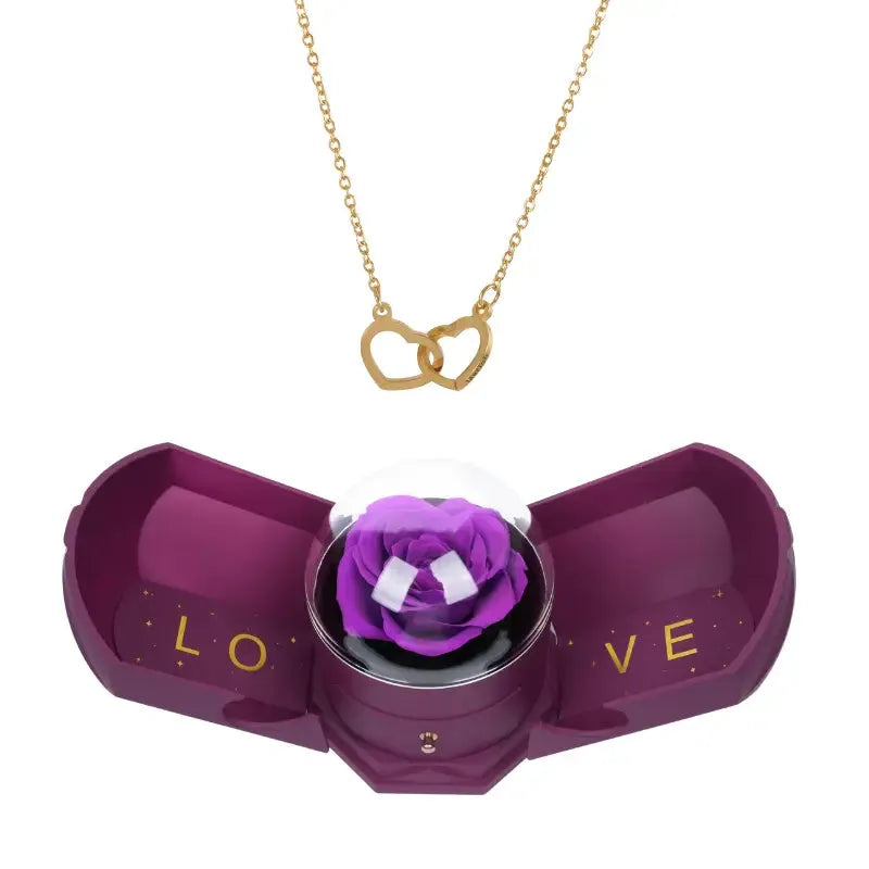 Set regalo rosa eterna e collana incisa