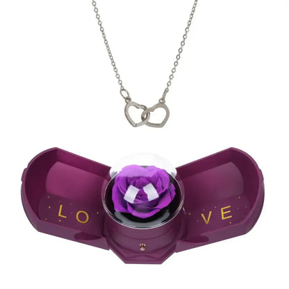 Set regalo rosa eterna e collana incisa