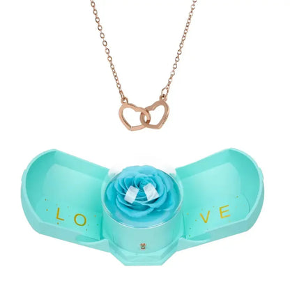 Set regalo rosa eterna e collana incisa