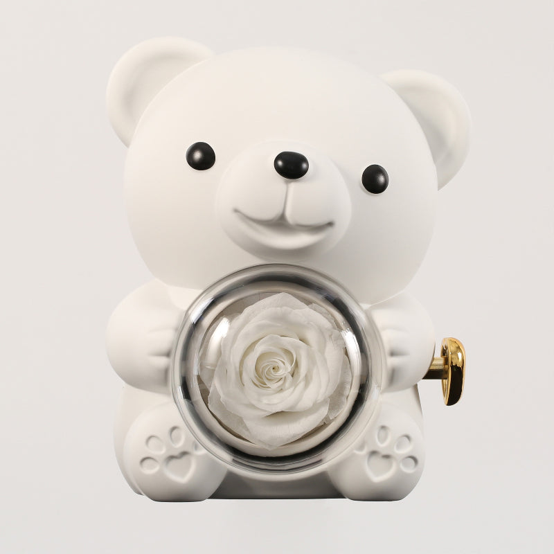 Orso rosa eterno con collana incisa