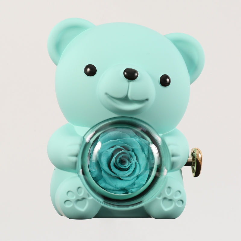 Orso rosa eterno con collana incisa