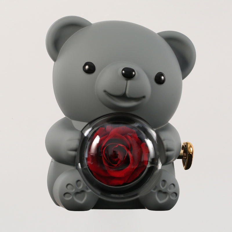 Orso rosa eterno con collana incisa