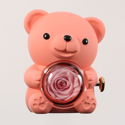 Orso rosa eterno con collana incisa