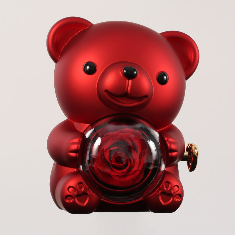 Orso rosa eterno con collana incisa